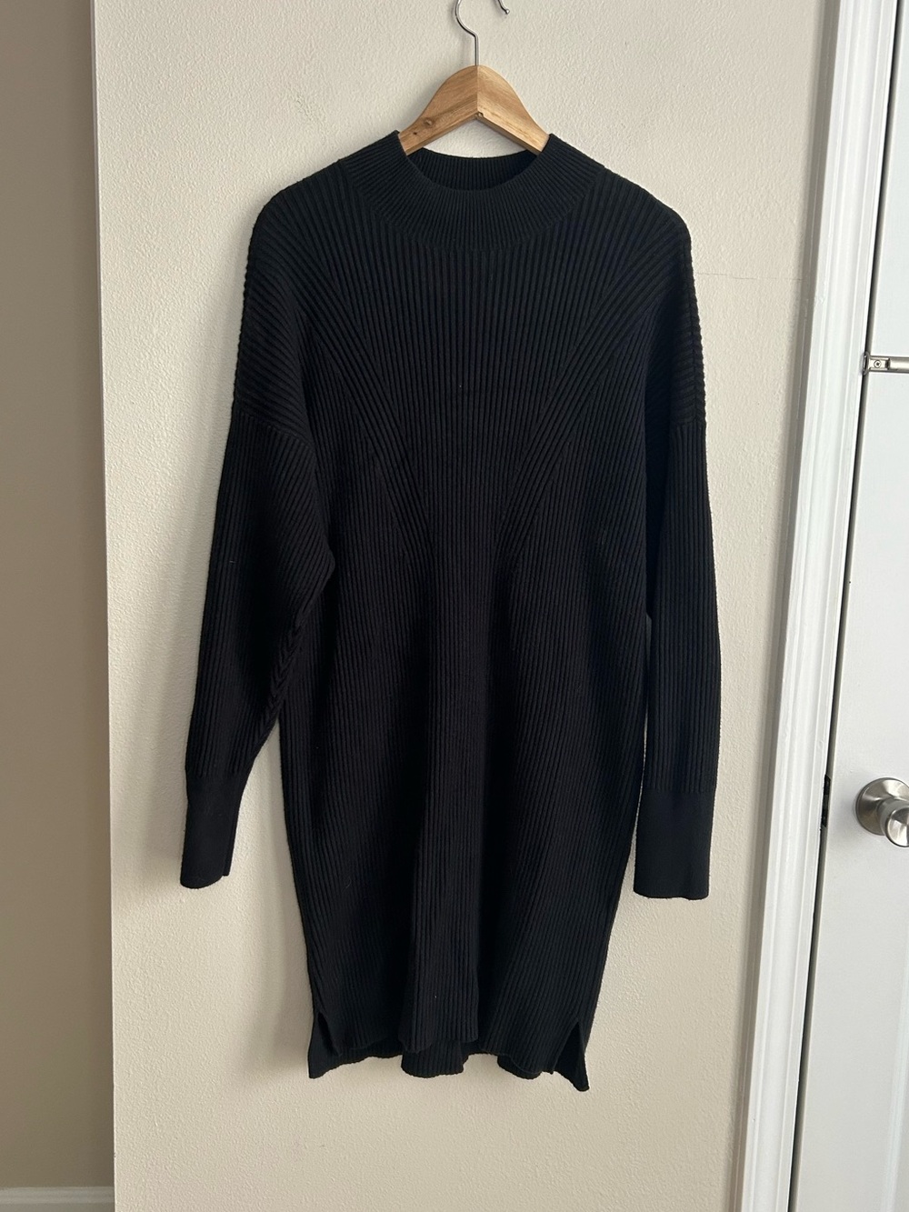 Abercrombie and Fitch Soft AF Collection Black Ribbed Knit Sweater Dress Size XL